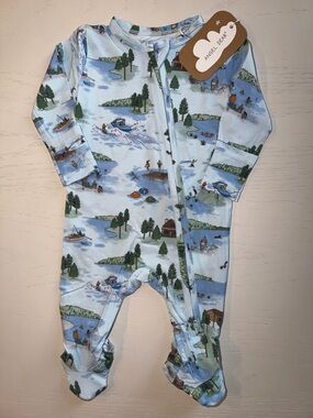 Angel Dear Blue Lake Life Cabin Footie 0-3 3-6 months